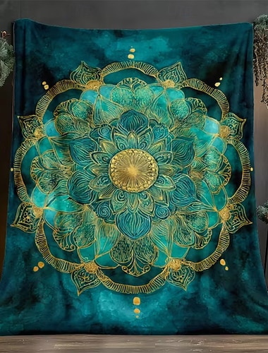  tapisserie Couvertures polaires Couverture pour canapé Méditation Yoga Lotus Spirituel Bohème 3D Fantaisie Chambre Canapé Lit Couverture décorative Couverture chaude Décoration d'intérieur