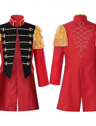  Retro / vintage Rokokoo Päälystakki Naamiaisasu Sirkus takki Pitkähihainen Prinssi Aristokraatti Naamiaispuku Miesten Karnevaali Naamiaiset Juhla Aikuisten Takki Syystalvi