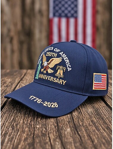  Vereinigte Staaten 250. Jubiläum Männer Stickerei Cap - USA Mehrfarbig Amerikanischer Unabhängigkeitstag Patriotischer Adler  Freiheitsstatue Design Verstellbare Passform für Outdoor- und