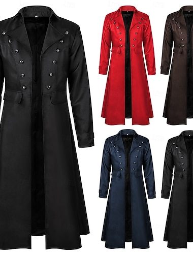  Retrò Vintage Punk & Gotico Medievale Cappotto Smoking Frac Lunghe Ebenezer Scrooge Vampiro Cavaliere Costume Per uomo Stile Steampunk Halloween Performance LARP Fiera Rinascimentale Adulti Cappotto