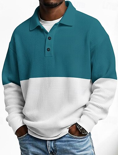  Ανδρικά Συνδυασμός Χρωμάτων Πόλο Μακρυμάνικο Μπλουζάκια πόλο Πέτο Καθημερινό Σχολείο Ένδυση γυμναστικής και άθλησης Καθημερινά Ρούχα 3D εκτύπωση Άνοιξη Φθινόπωρο