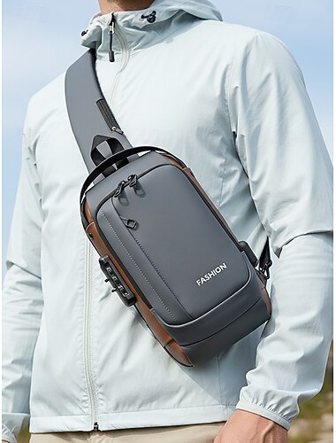  Heren multi-color nylon schoudertas voor reizen, wandelen en buiten - waterbestendige crossbody met externe USB-poort