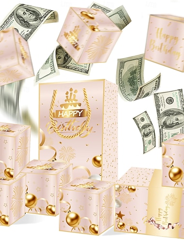  Überraschungs-Hüpfbox zum Geburtstag (6/8/10/16/20 Stück) | Kreative rote Glücksgeschenkbox für Jungen und Mädchen, Überraschungsgeschenkverpackung, faltbare, explosive Geldgeschenkbox für Bargeld und