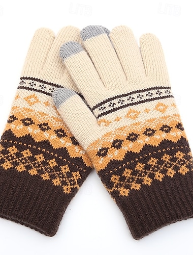  Per uomo 1 Paio Interi Invernali Guanti lavorati a maglia Guanti senza dita Sport Moda Sport e Outdoor Guanti Calore Termico Geometrico Autunno Bianco Vino Blu marino Kachi