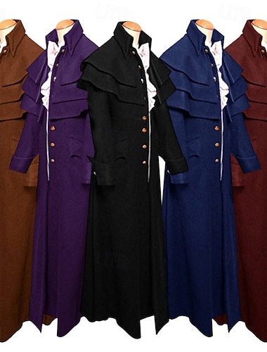  Retro vintage punk  gotický středověký kabát svrchní oděv princ lékař moru šlechtic fantastický kostým pro muže Ebenezer Scrooge elf steampunk Halloween vánoční karneval maškarní party kabát pro