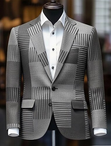  男性用 カラーブロック ブレザージャケット コート 快適 カジュアルスーツ 高通気性 アーティスティック カジュアル 日常 パーティーイブニングウェア 祭り ポケット 3Dプリント ボタン オールシーズン ノッチドラペル 長袖 ブルー パープル ブラウン