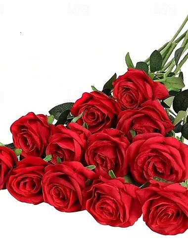  20 rami di rose artificiali in seta, realistico bouquet di rose bianche a gambo lungo, fiori finti resistenti per decorazioni fai da te per feste di matrimonio, eleganti centrotavola, colori multipli