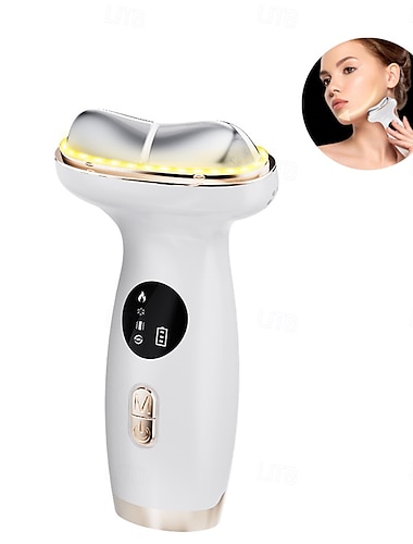  Valentinstag Muttertag Geschenke 7-Farben LED Hals-  Gesichtsmassager Heiß/Kalt-Therapie Mikrostromgerät Vibration Tragbares Heim-Spa