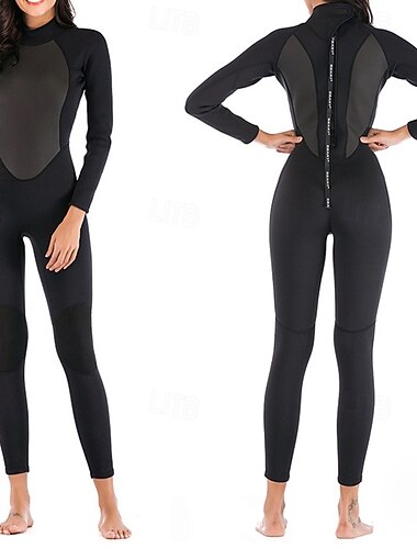  dames 3mm neopreen duikpak volledig wetsuit rash guard rekbaar lange mouwen rug rits - surfen snorkelen duiken patchwork winter