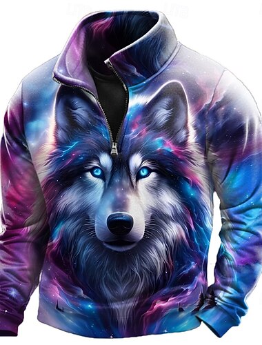  Herre Ulv Genser Sport Mote Fritid Glidelås Hjem Gateklær Arbeid Fest Blå Grønn 2# Grønn Høst Alle årstider Designer S M L XL XXL XXXL