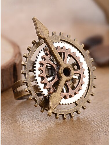  Vrouwen's Mardi Gras Steampunk Antieke Legering Tandwiel  Klokhand Ring - Meerkleurig Industrieel Accessoire voor Carnaval  Verkleedpartijen