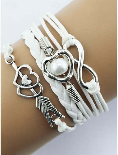  Boheemse armbanden van legering en imitatieleer voor dames, veelkleurig met hart- en oneindigheidsbedels – perfect voor Valentijnsdag en casual wear