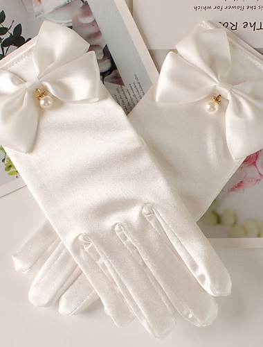  Terylen Handgelenklänge Handschuh Elegant / Stilvoll Mit Schleife / Kunstperle / Unifarbe Hochzeit / Party-Handschuh