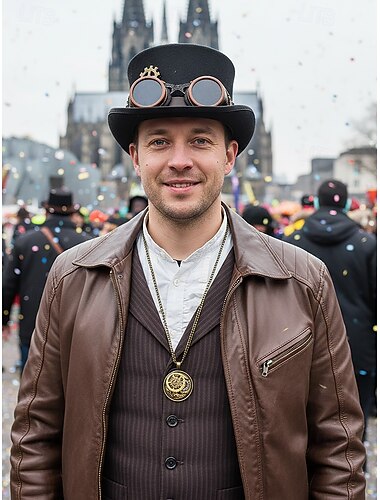  Steampunk Tandwiel Hanger Ketting voor Mannen - Legeringsmetaal Kostuum Sieraad in Gouden  Zilveren Tinten - Perfect voor Carnaval Verkleedfeesten  Halloween