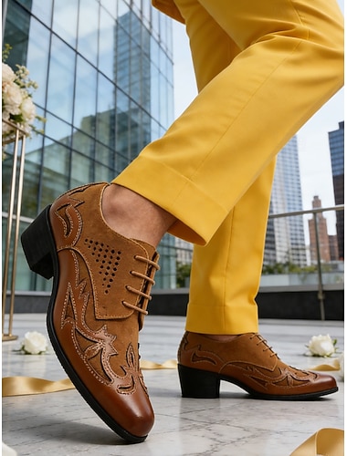  Herrebrune pensko med snøring, formelle sko, perfekt for bryllup, formelle arrangementer, forlovere og forretningsanledninger, elegante og komfortable bryllupssko