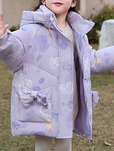  Bambini Ragazze Giacca in piuma Giacca da esterno Giacca Imbottita Cuore Sport Tasca Tenere al caldo Antivento All'aperto Cappotto Capispalla Dai 4 anni in su Inverno Rosa Viola