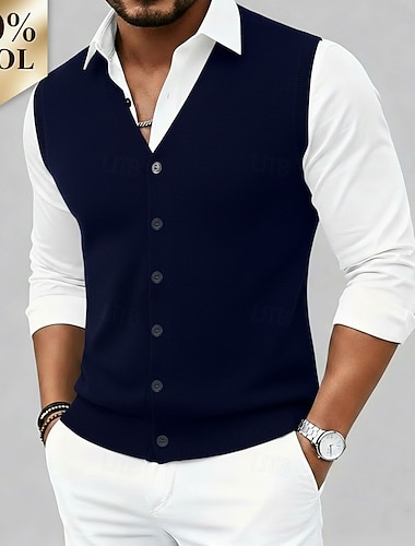  heren premium zuiver wollen kasjmier cardigan trui v-hals klassiek gebreid knopen effen zacht warm ademend