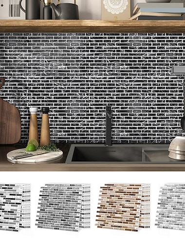  Piastrelle paraschizzi in marmo da 10 fogli, autoadesive, da attaccare alla parete, per cucina, lavanderia, camper, in affitto - 12 x 12 pollici