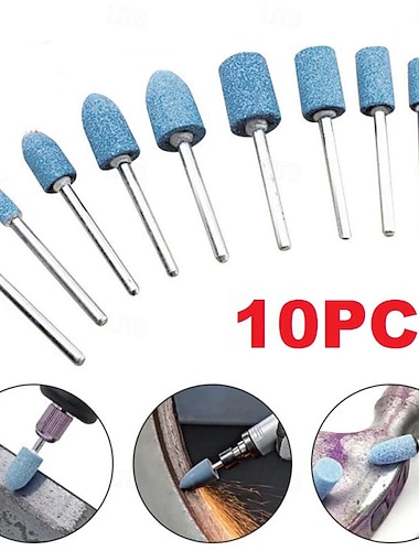  Lot de 10 meules abrasives à tige de 3,2 mm (1/8") montées sur meule, pour outil rotatif, pour le meulage, le polissage et l'ébavurage des métaux ferreux.