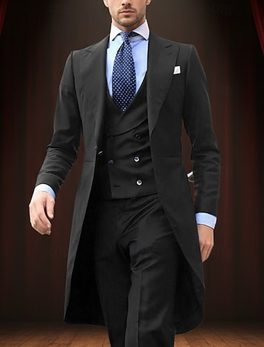  Masculino Smoking Ternos de festa Traje de festa para noite Palco Preto Vermelho Primavera / Outono / Inverno / Verão Terno Lapela Pontuda Festa Luxo Cor Sólida Moderno Conjunto de 3 peças Comum 1