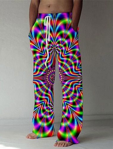  Herre Sommerbukser Strandbukser Lomme Snorer Elastisk midje Grafiske trykk Komfort Pustende Avslappet Daglig Ferie Gatemote Designer Gul Blå Medium Midje