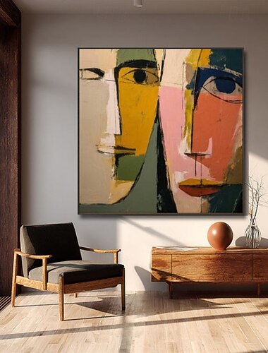  Pintura a óleo feita à mão sobre tela, arte de parede moderna com figura abstrata para decoração de casa, pintura esticada em moldura ou pintura enrolada sem moldura.