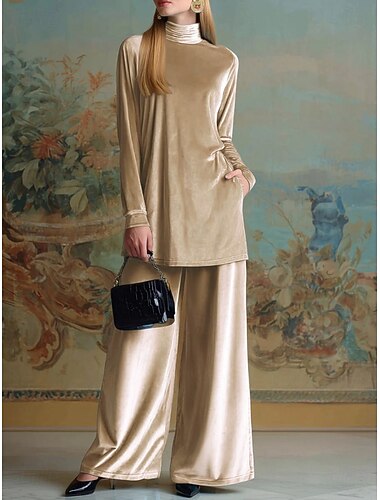  女性用 ベルベット 長袖 エレガント フォーマル ブルー ブラック ワイン 秋 ルーズフィット