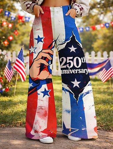  250-årsjubileum USA Retro / vintage 70-talet Byxa Byxor med vida ben Hippie Disk Hög midja Maskeradkläder Dam Maskerad 4 juli Fest Självständighetsdagen Vuxna Byxor