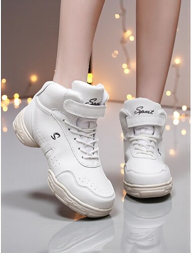  pantofi sport de dans profesioniști pentru femei - pantofi sport cu șireturi, cu talpă înaltă și amortizare, pentru dans de societate, jazz, hip hop &practică în studio