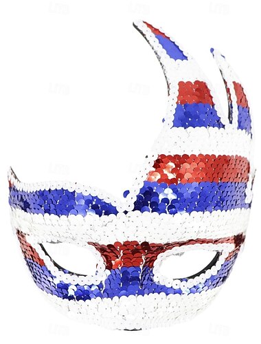  Karneval 2026 250-årsjubileum i USA Karnevalskostyme Venetiansk maske Cosplay Paljetter Voksne Unisex Karneval Halvhjorteårsjubileum Mardi Gras Karneval Kle deg opp