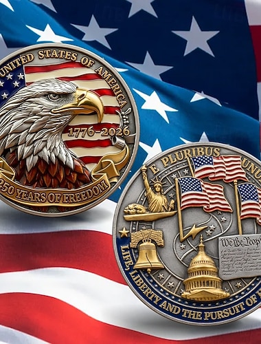  عملة تذكارية للولايات المتحدة معدنية 250 عاماً من الحرية - عملة تحدي النسر الأمريكي، عملة قابلة للجمع بمناسبة الذكرى 250، هدية تذكارية عسكرية وطنية بمناسبة الذكرى 250