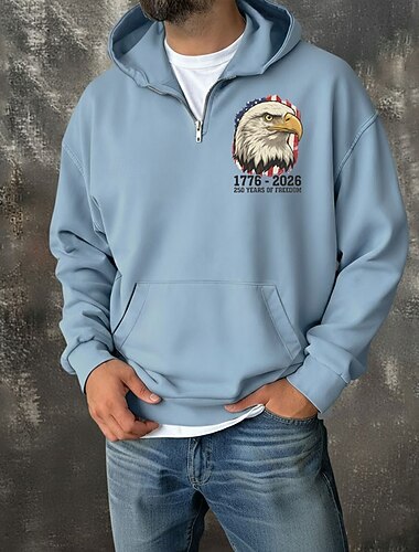  Per uomo Maglione Felpa con cappuccio e zip corta Vino Blu marino Verde Grigio Azzurro Con Cappuccio Grafico Tasca Casuale Quotidiano Streetwear Casual Autunno Inverno Abbigliamento Felpe con