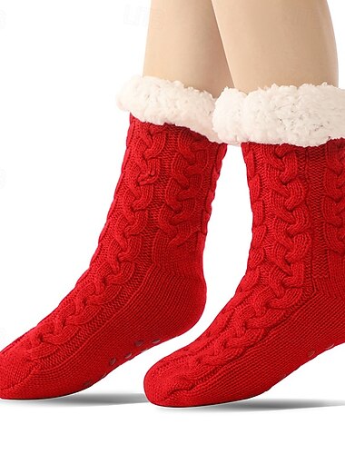  ultra silné kašmírové pantofle domácí ponožky pro ženy, protiskluzové chlupaté domácí ponožky s úchopy, teplé útulné vánoční pantofle ponožky, měkké inherentní zimní ponožky