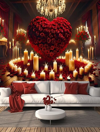  Dia dos Namorados tapeçaria Banners Cobertor Rose Amor Coração Estilo bonito Romântico 3D De Festa Sala de estar Fundos de fotografia Decoração para Pedido de Casamento Decoração de casa
