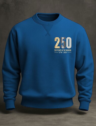  Amerika's 250e verjaardag Voor heren Sweatshirt Strakke ronde hals blauw Licht Blauw Zwart Geel Groen Winter Lente & Herfst Ontwerper S M L XL 2XL 3XL
