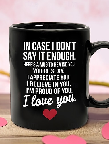  Valentinstagsgeschenkbecher „Ich liebe dich“ – schwarzer Geschenkbecher aus romantischer Keramik – besonderes Geschenk für geliebte Menschen – Tasse für Paare