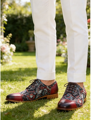  Herre Klassisk Fritid Lær Italiensk fullkornet kuskinn Sklisikker Snøring Vin Blå Sommer Vår