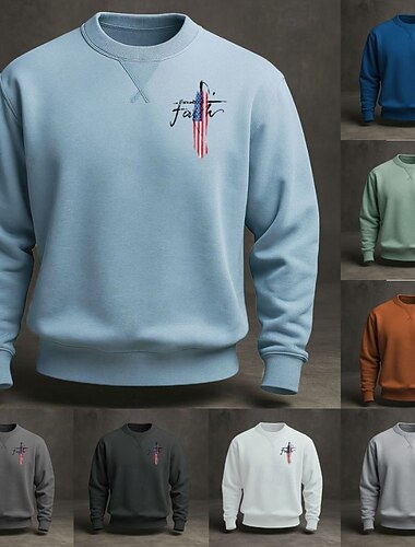  Amerika's 250e verjaardag Voor heren Sweatshirt Strakke ronde hals blauw Licht Blauw Zwart Wit Geel Winter Lente & Herfst Ontwerper S M L XL 2XL 3XL