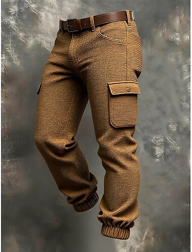  Herren Cargo-Hosen Hose Waffelhose Knöpfe Mehrere Taschen Einfach tragbar Täglich Outdoor Campen und Wandern Mode Klassisch Schwarz Himmelblau