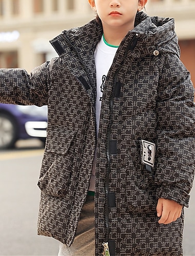 Bambini Ragazzi Giacca in piuma Giacca con Cappuccio Giacca Imbottita Capispalla Geometrico Manica Lunga Tasca Tenere al caldo Antivento Cappotto Casuale Quotidiano Essenziale Blu Nero Verde Autunno