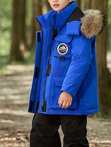  Bambini Ragazzi Giacca in piuma Giacca da esterno Capispalla Blocco di colori Manica Lunga Tasca Tenere al caldo Antivento Cappotto All'aperto Quotidiano Essenziale Blu Nero Rosso Inverno 6 anni +