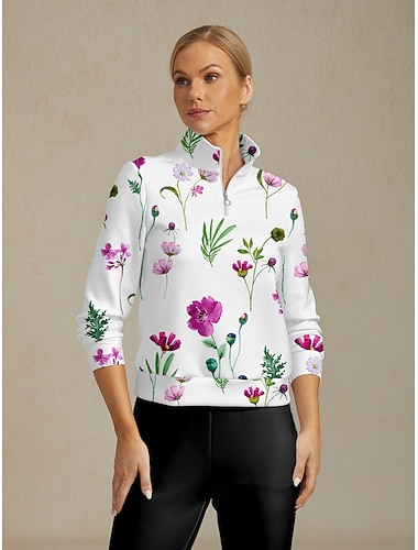  Damen Golf-Pullover Weiß Langarm Oberteil Damen-Golfkleidung, Kleidung, Outfits, Kleidung