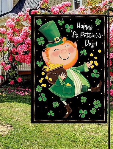  Gartenflagge zum St. Patrick's Day mit irischem Kleeblatt – Dekoration für Garten, Terrasse und Rasen zum Feiern!