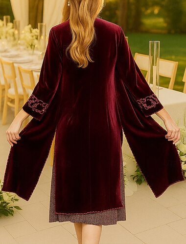  מעטפת עמוד באורך הקרסול שמלת נשף השמלה המפלגה שמלת קוקטייל שמלה לאם הכלה  שרוול ארוך צווארון גבוה אלגנטית וינטאג' יוקרתי ערב רישמי מסיבת החתונה עם ריקמה