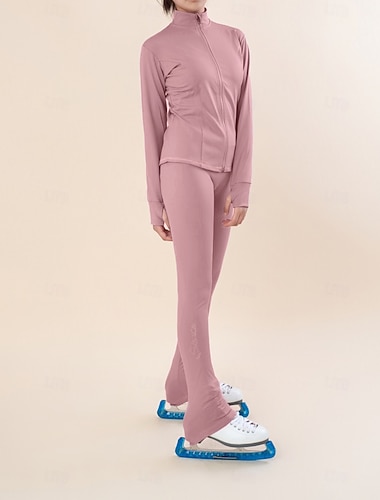  سترة صوفية للتزلج على الجليد، بنطلونات تزلج على الجليد للنساء والفتيات، سترة تزلج على الجليد، جوارب علوية سوداء وحمراء مرقعة بفتحة إبهام، سباندكس مطاطي للتدريب والتمرين