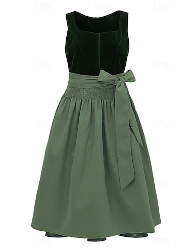  Carnaval Oktoberfest Robe Dirndl Robes traditionnelles Femme de ménage Bavarois Allemand Prairies Femmes Carnaval Fête de la Bière Tissu de style traditionnel Robe Tablier