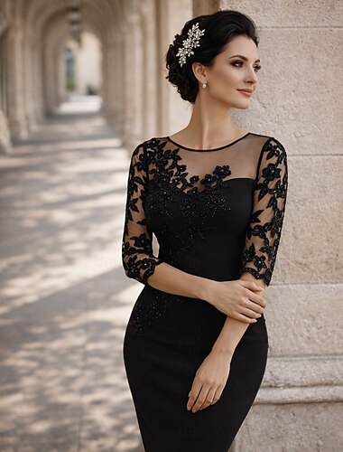  عامودي طول الركبة قصير فستان الحفلة فستان كوكتيل فستان زفاف ضيف فستان أم العروس كم طويل