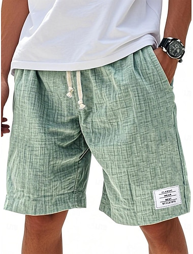  Herren Shorts Sommershorts Strandshorts Freizeitshorts Kordelzug Elastischer Bund Einfarbig Komfort Knielang Täglich Outdoor Streetwear Mode Retro Vintage Blau Weiß Mikroelastisch