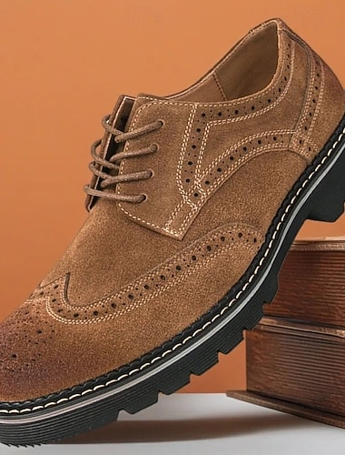  Herresko i brunt semsket skinn, komfortable og trendy, allsidige sko for uformelle og semi-formelle arrangementer