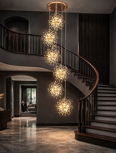  נברשות קריסטל יוקרתיות מקבץ עיצובים נברשת פוטניק תקרה מתקן תליון זהב לחדר אוכל, מטבח, סלון, מסעדה (זהב, 18/36-אור) 110-240v